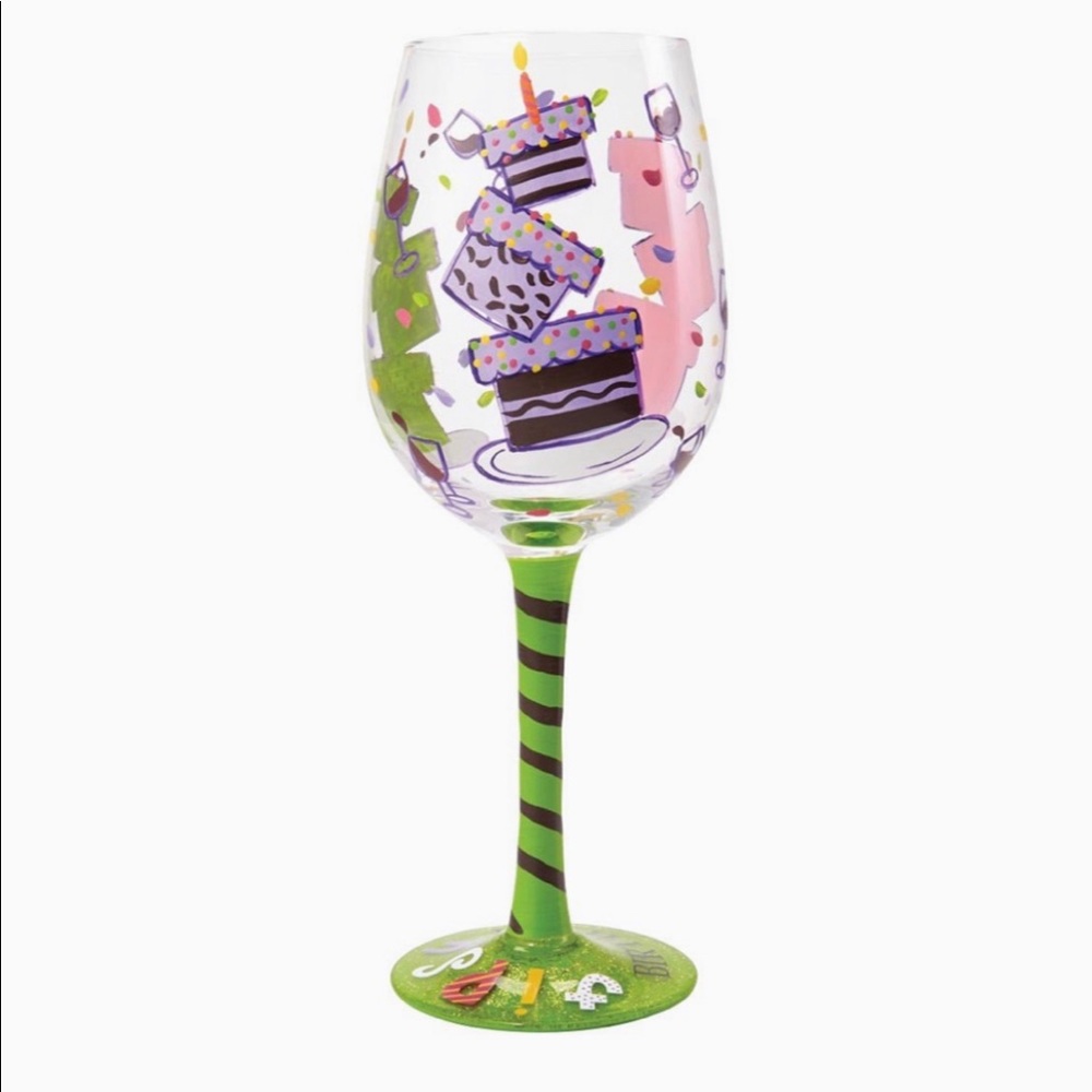 Lolita hand painted “tipsy birthday” wine glass